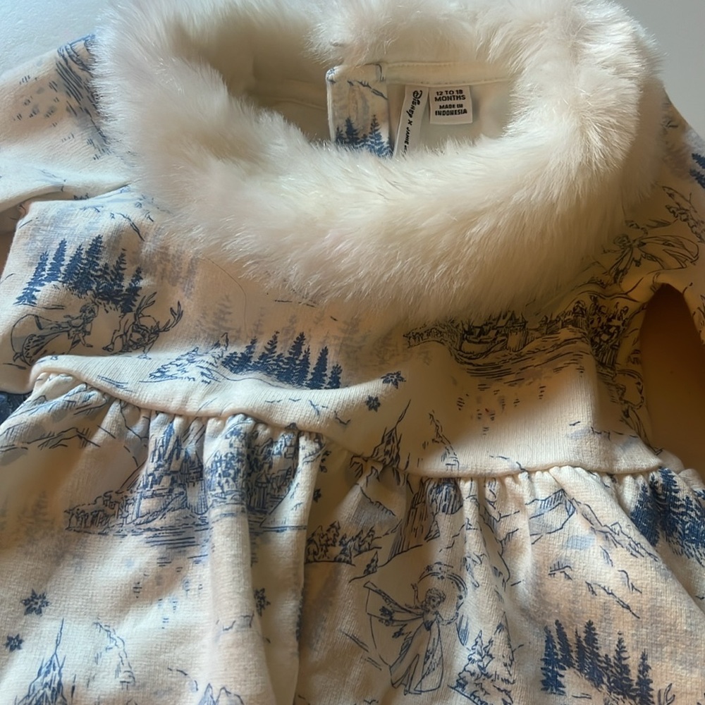 Janie and Jack Frozen fur trimmed dress - Picture 3 of 5